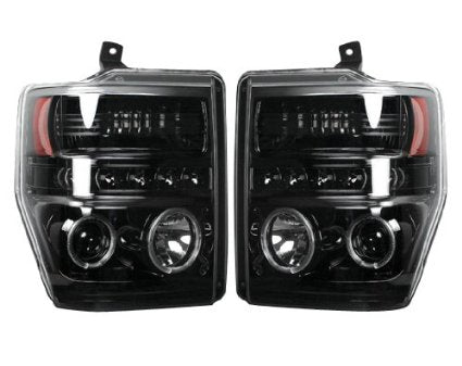 RECON Black Projector Headlights 2008-2010 Ford Superduty F250/F350/F450