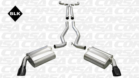 2010-2015 Chevrolet Camaro SS 6.2 V8 (Manual Trans w/OUT 1LE Performance Package Only) Corsa Sport Cat-Back + X Pipe Exhaust BLACK