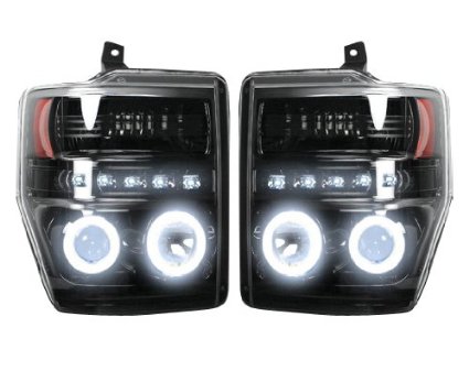 RECON Black CCFL Halo Projector Headlights 2008-2010 Ford Superduty F250/F350/F450