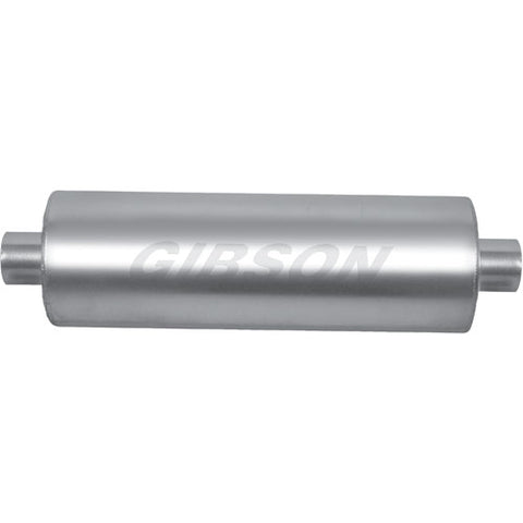 8" Round 24" Long Superflow Stainless Steel Performance Muffler (2.50" Center Inlet) (3.00" Center Outlet) by Gibson Exhaust