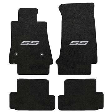 2016-2017 Chevy Camaro "Silver SS Logo" Velourtex Front and Back Seat Floor Mats (Ebony) by Lloyd Mats
