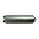 8" Round 24" Long Superflow Stainless Steel Performance Muffler (2.50" Dual Inlet) (3.00" Offset Outlet) by Gibson Exhaust