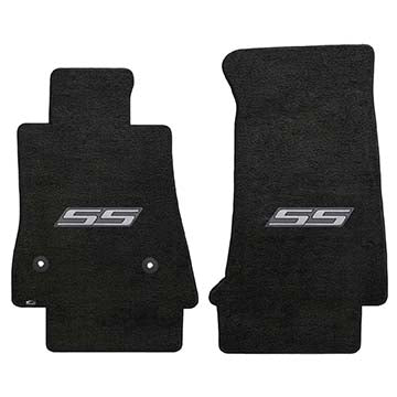 2016-2017 Chevy Camaro "Silver SS Logo" Ultimat FRONT Seat Floor Mats (Ebony) by Lloyd Mats