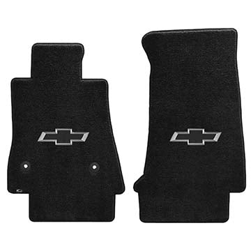 2016-2017 Chevy Camaro "Chevy Bow Tie Logo" Velourtex FRONT Seat Floor Mats (Ebony) by Lloyd Mats